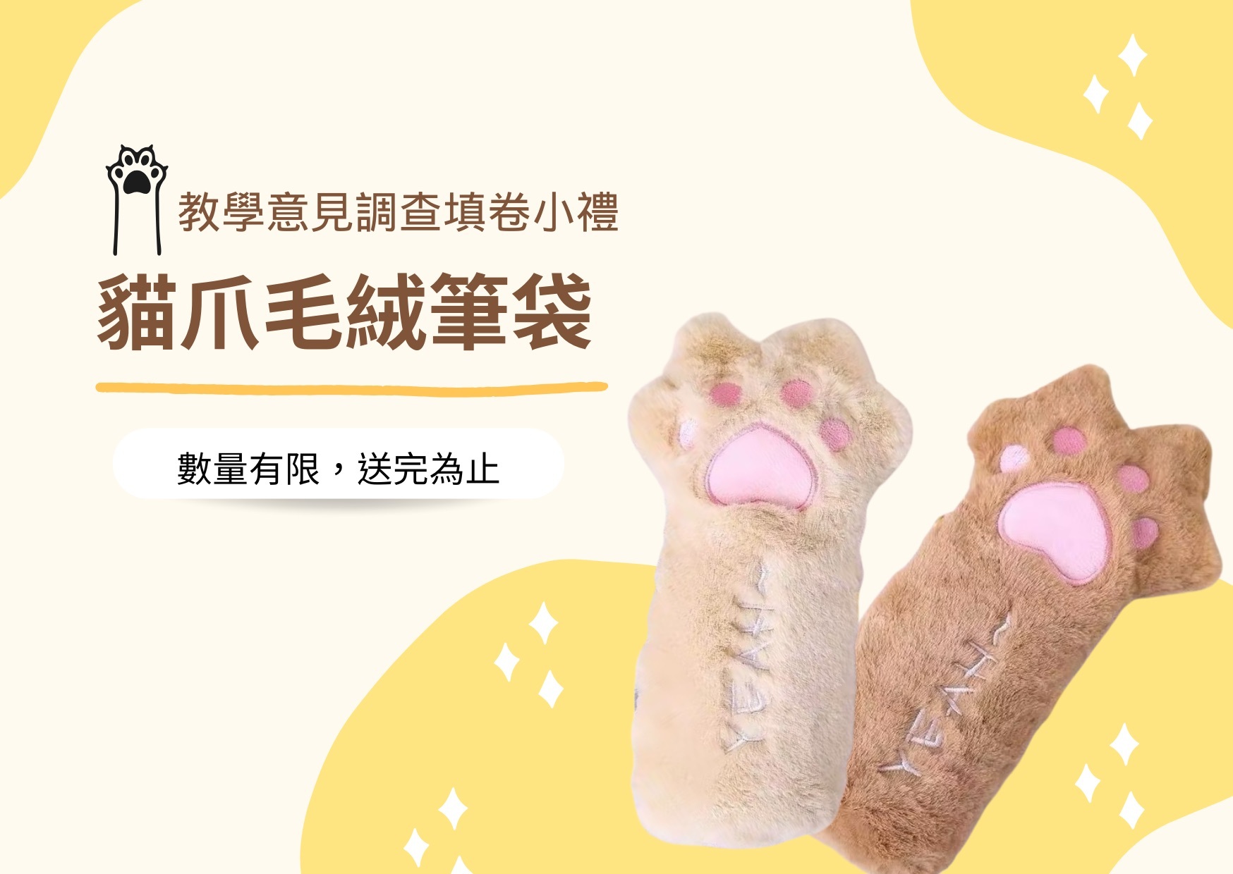 Course Evaluation Gift: Cat Paw Plush Pencil Case